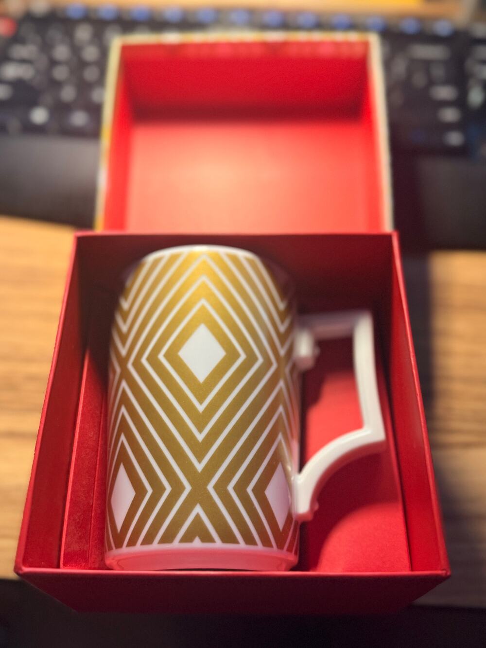 Starbucks Mug Gold Rosanna Argyle Design Cup 2013 12 oz Germany New in Box